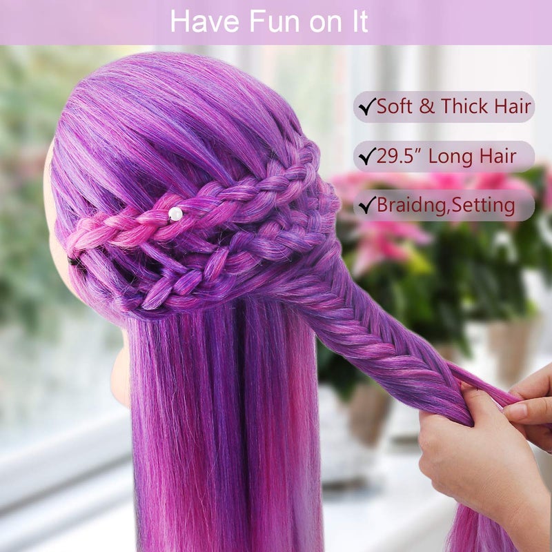 TopDirect Mannequin Head with Hair, 29" Hair Manikin Training Head Hairs Practice Cosmetology Hairs Doll Styling Hairdressing Braiding Heads with Clamp Holder and Tool Kit - Image 4